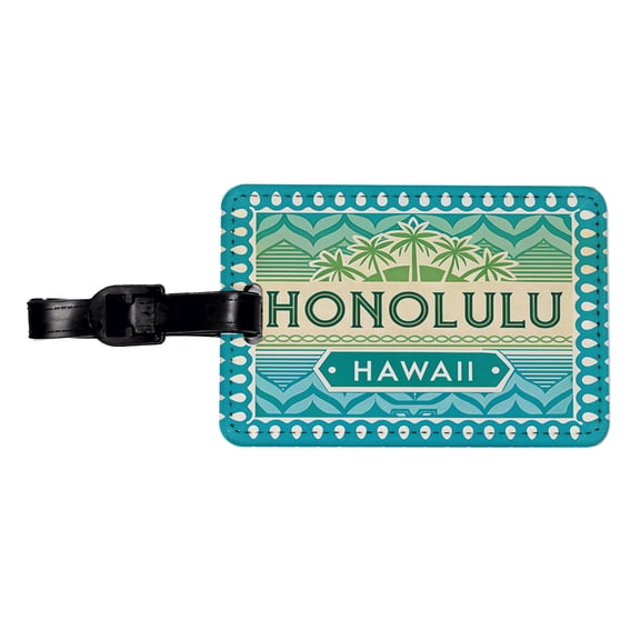 Honolulu HI Hawaii Travel Vacation Stamp Faux Leather Travel Luggage Tag