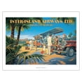 thumbnail image 1 of Honolulu Hawaii - Inter-Island Airways Ltd. - Vintage Airline Travel Poster by Kerne Erickson - Fine Art Matte Paper Print (Unframed) 20x26in, 1 of 4