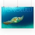 thumbnail image 1 of Honolulu, Hawaii - Sea Turtle Swimming - Lantern Press Photography (24x36 Giclee Gallery Print, Wall Decor Travel Poster), 1 of 1