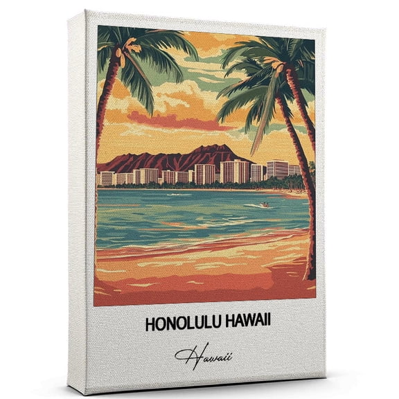 Honolulu Hawaii Travel Wall Art Hawaii Canvas Travel Wall Decor with Timeless Appeal A Special Gift for Loved Ones