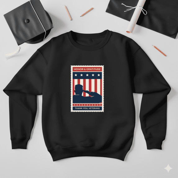 Honor And Gratitude Thank You Veterans Patriotic Tribute Sweatshirt, up to size 5XL