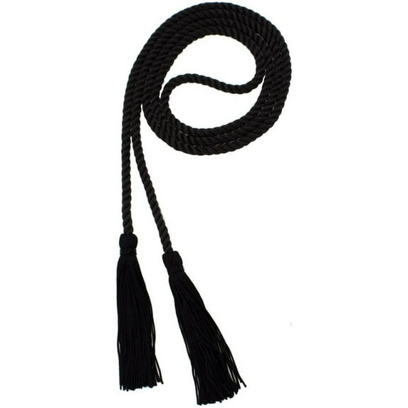 Graduation Honor Cord - BLACK - Every School Color Available - Made in USA - By Tassel Depot
