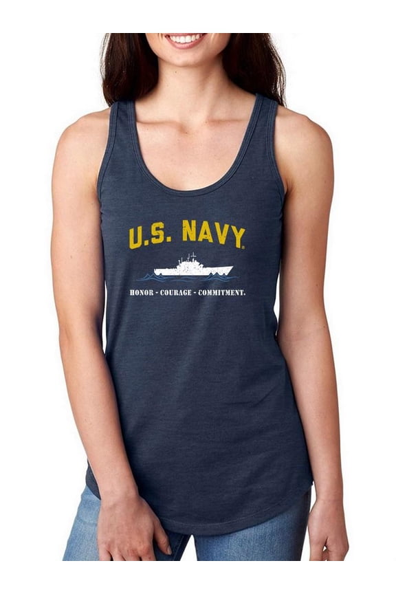 Honor. Courage. Commitment. Racerback Tank Women -Navy Designs, Female Large