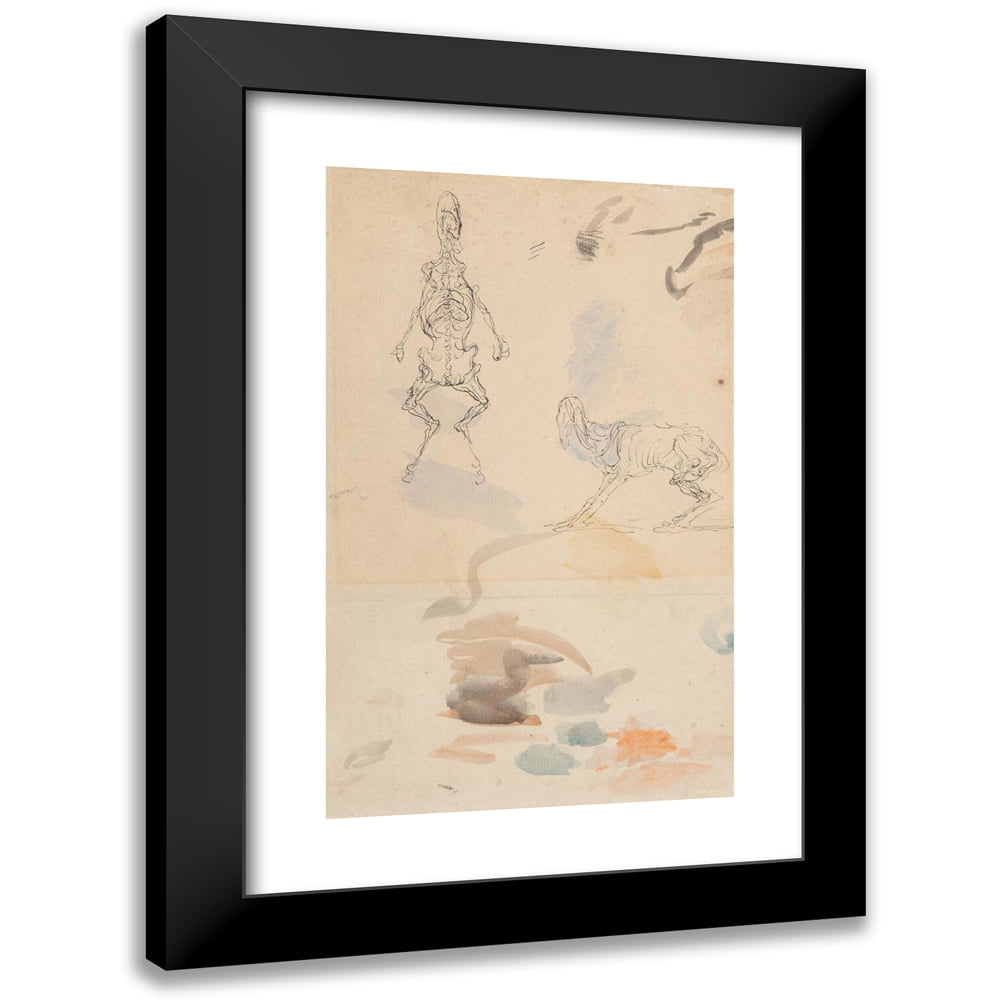 Honoré Daumier 10x14 Black Modern Framed Museum Art Print Titled - Anatomical Studies of a Goat