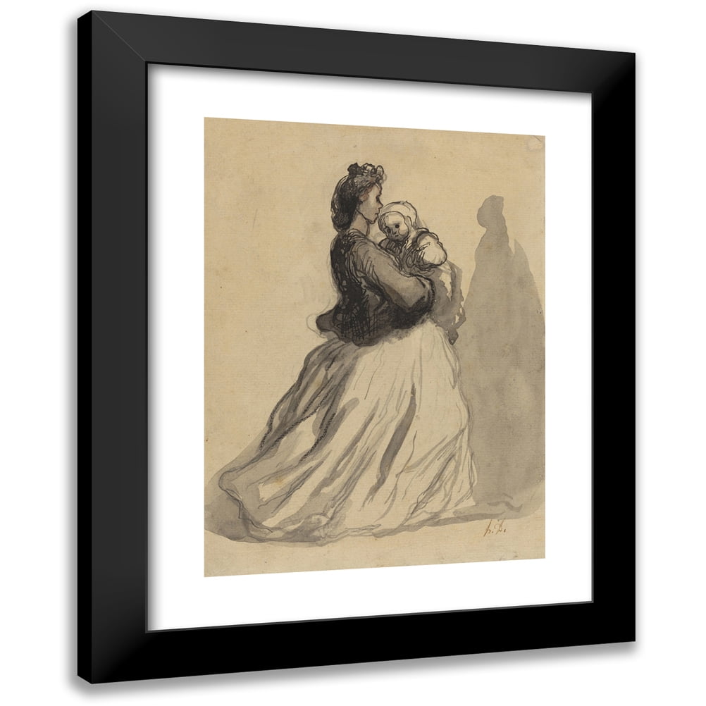 Honoré Daumier 11x14 Black Modern Framed Museum Art Print Titled - Mother and Baby