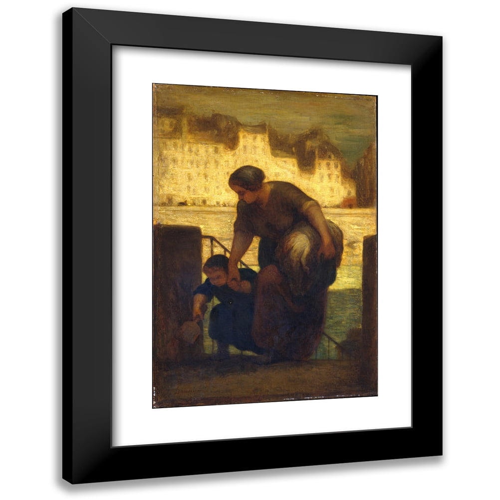 Honoré Daumier 11x14 Black Modern Framed Museum Art Print Titled - The Laundress (1863)