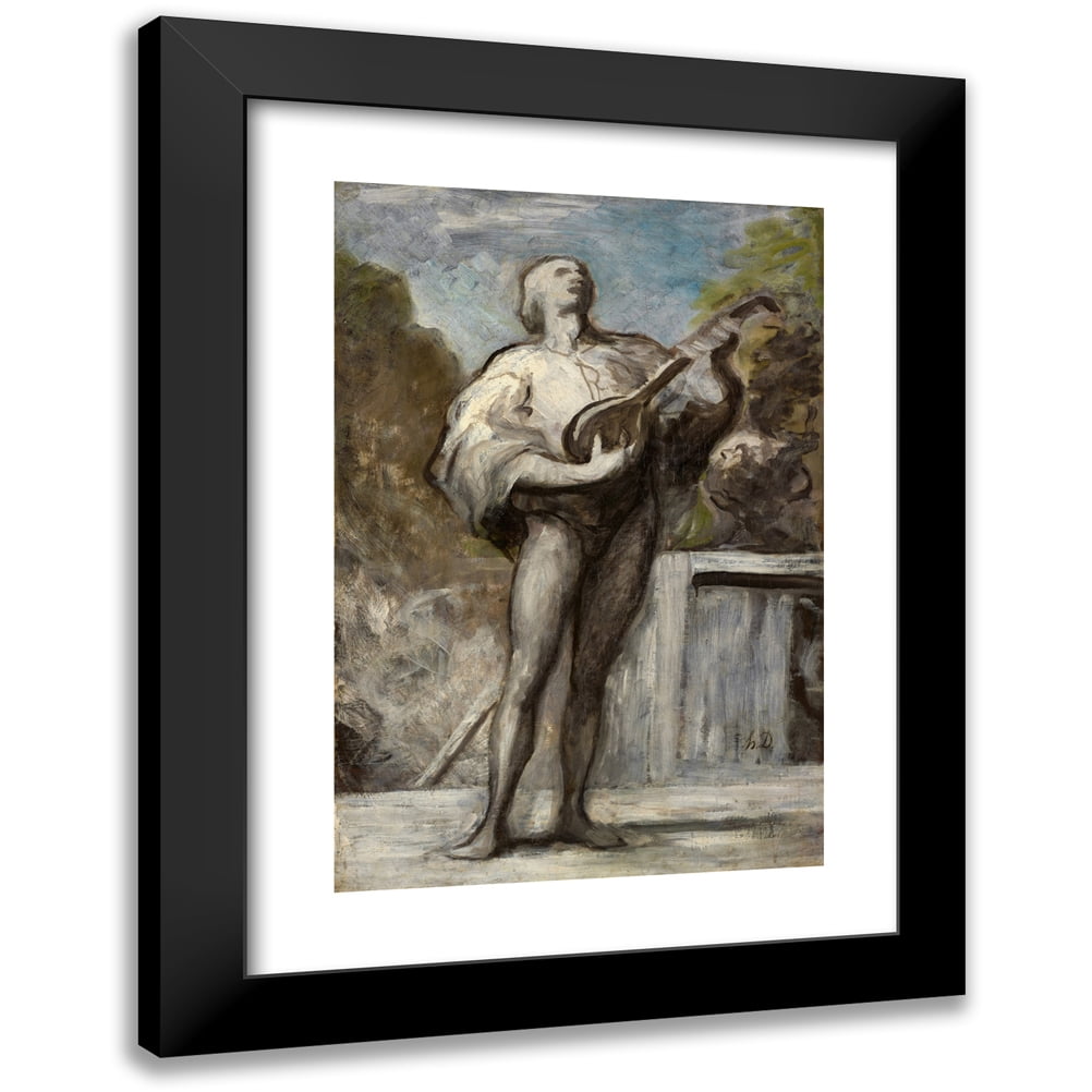Honoré Daumier 11x14 Black Modern Framed Museum Art Print Titled - The Troubadour (1868-1873)