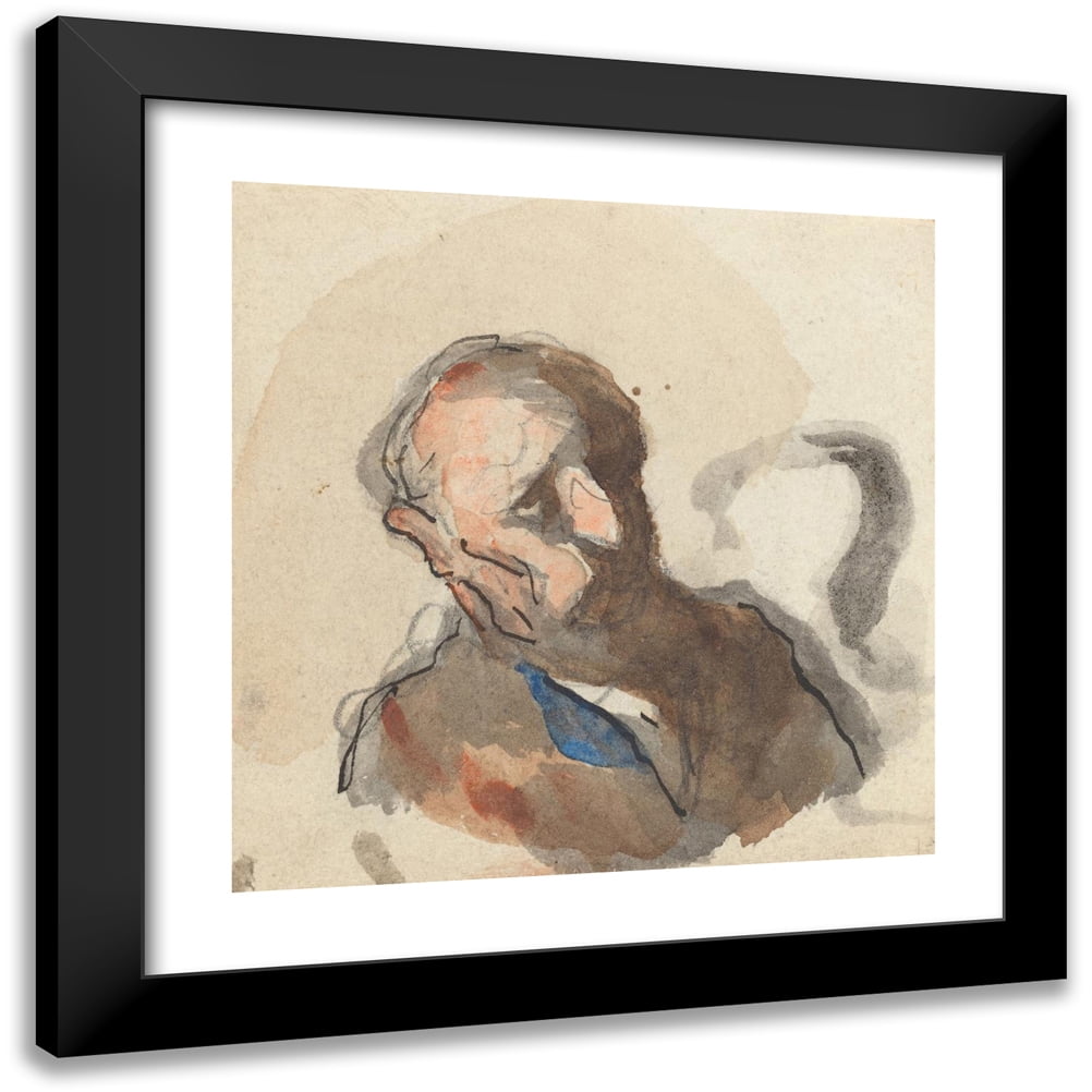 Honoré Daumier 12x12 Black Modern Framed Museum Art Print Titled - Head of a Man Vi