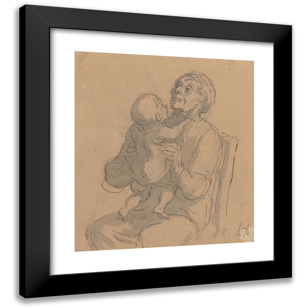 Honoré Daumier 12x13 Black Modern Framed Museum Art Print Titled - The Grandmother