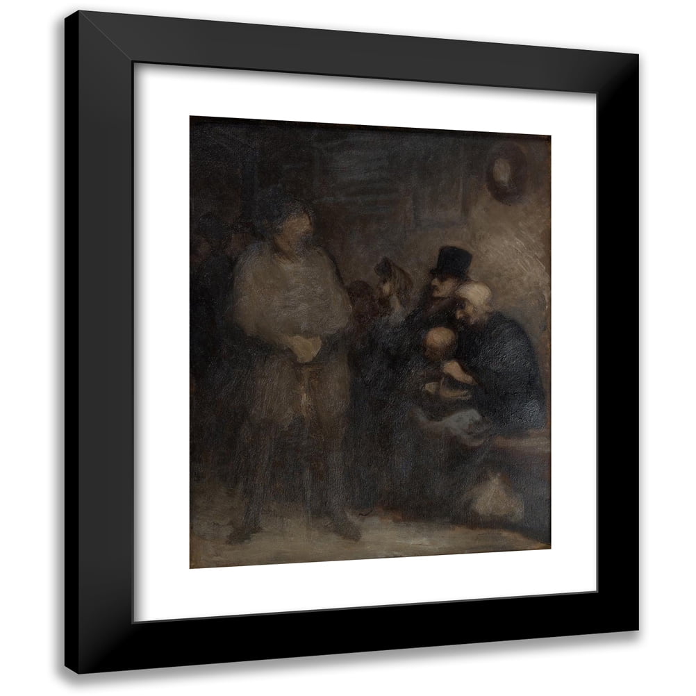 Honoré Daumier 12x14 Black Modern Framed Museum Art Print Titled - A Waiting Room (The Waiting Room) (Between 1850 and 1853)
