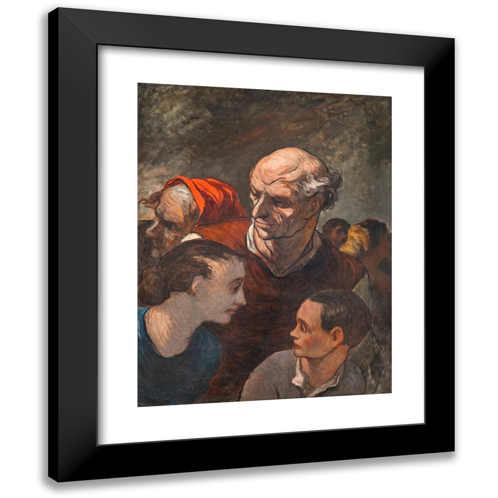 Honoré Daumier 12x14 Black Modern Framed Museum Art Print Titled - On the Barricades (Family on the Barricades) (1848)