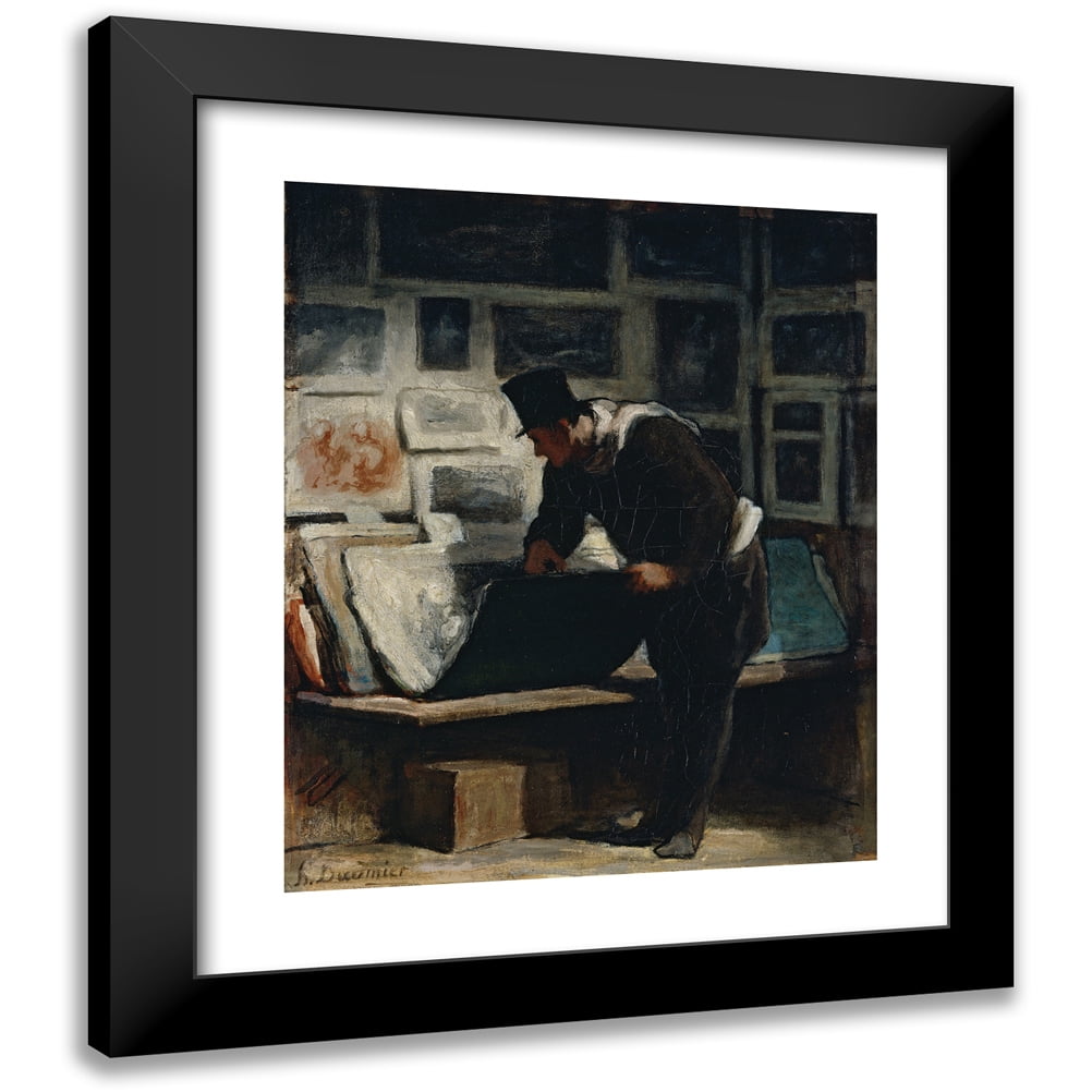 Honoré Daumier 12x14 Black Modern Framed Museum Art Print Titled - The Amateur of Prints (1860)