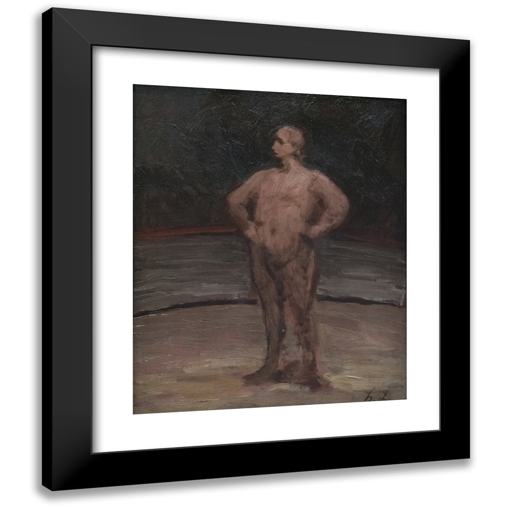 Honoré Daumier 12x14 Black Modern Framed Museum Art Print Titled - The Wrestler (1865-1870)
