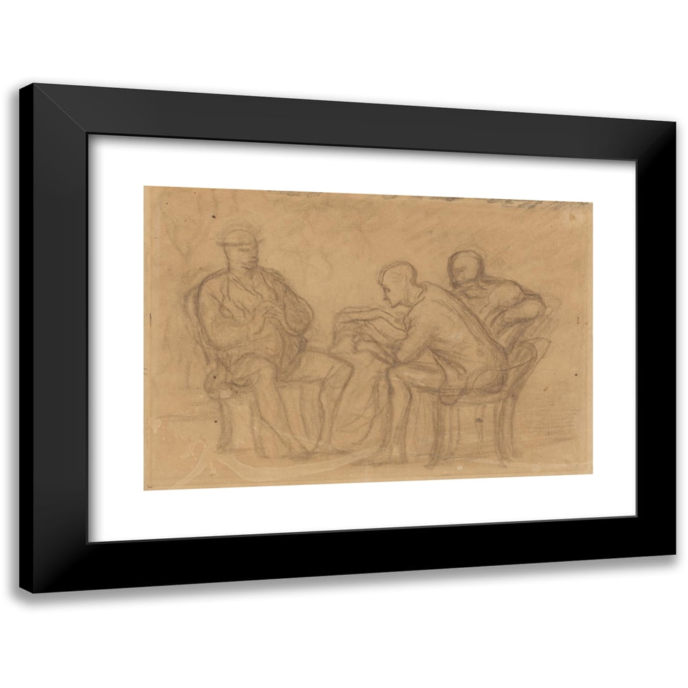 Honoré Daumier 14x11 Black Modern Framed Museum Art Print Titled - The Reading