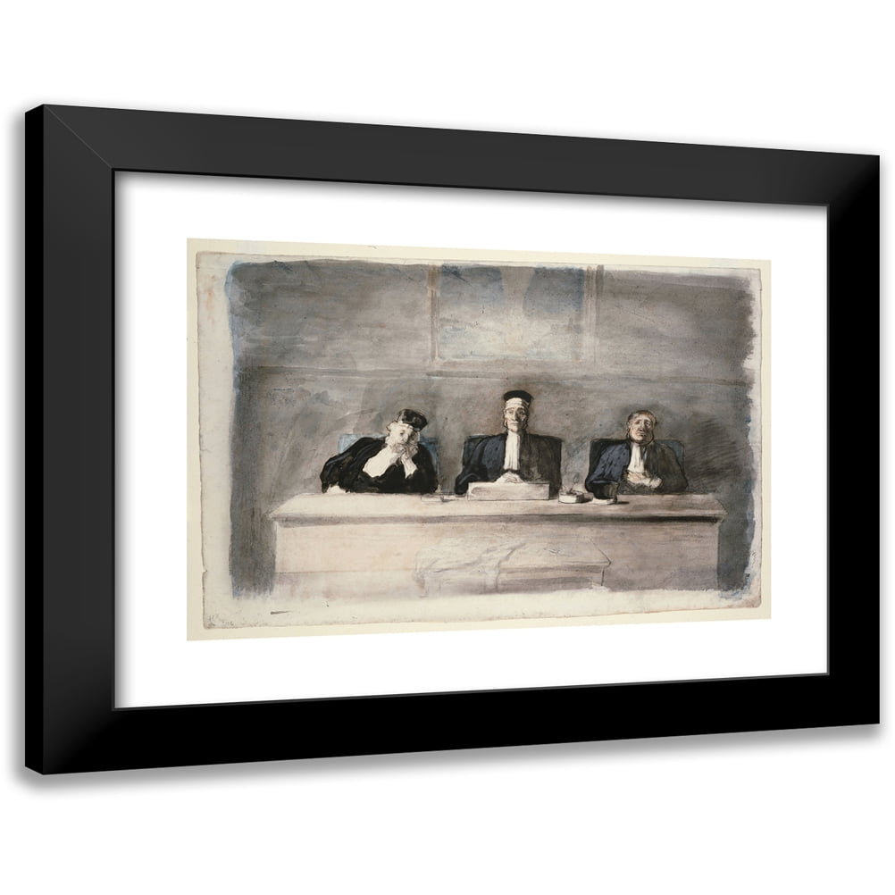 Honoré Daumier 14x11 Black Modern Framed Museum Art Print Titled - The Three Judges (1858-1860)