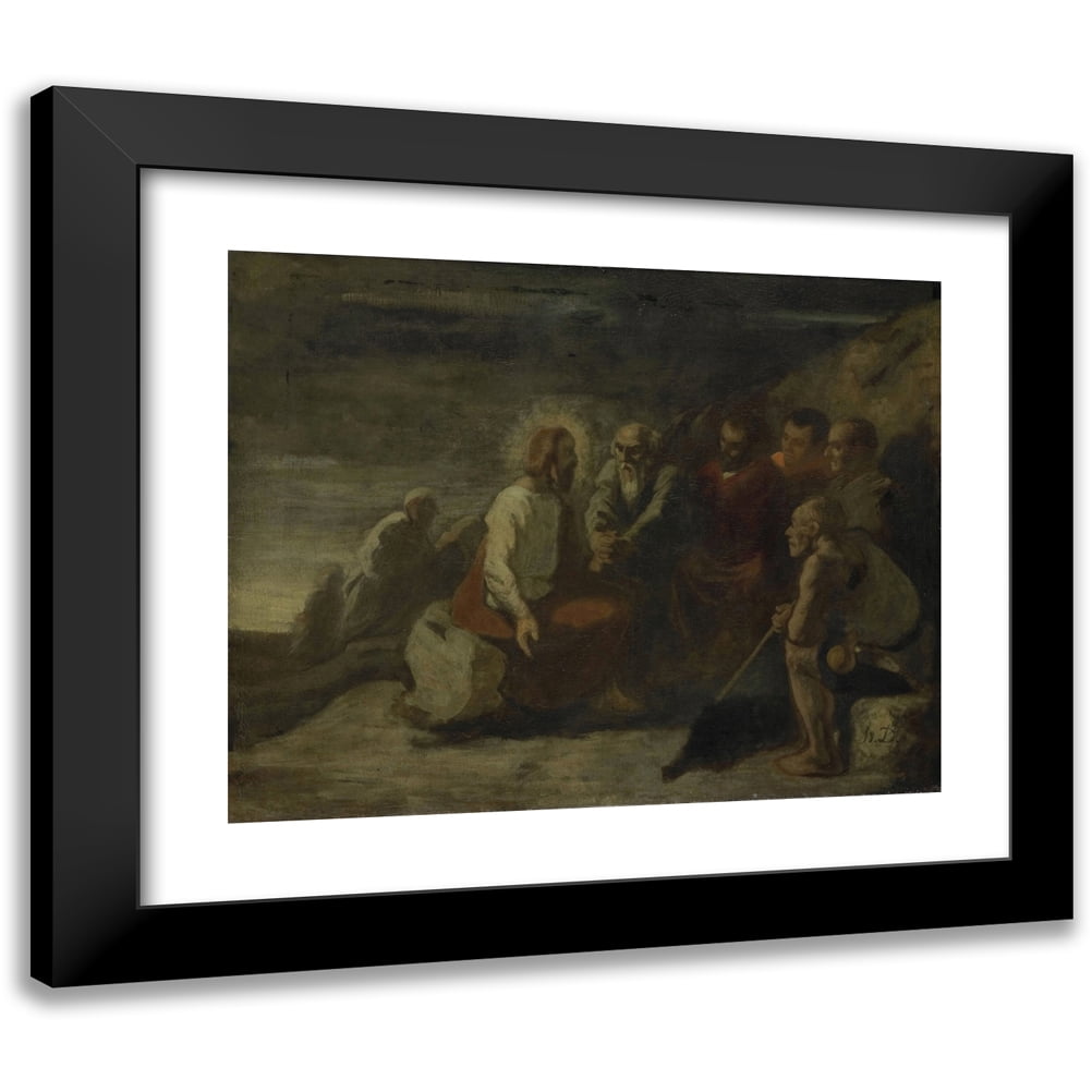 Honoré Daumier 14x12 Black Modern Framed Museum Art Print Titled - Christ and His Disciples (1830 - 1879)