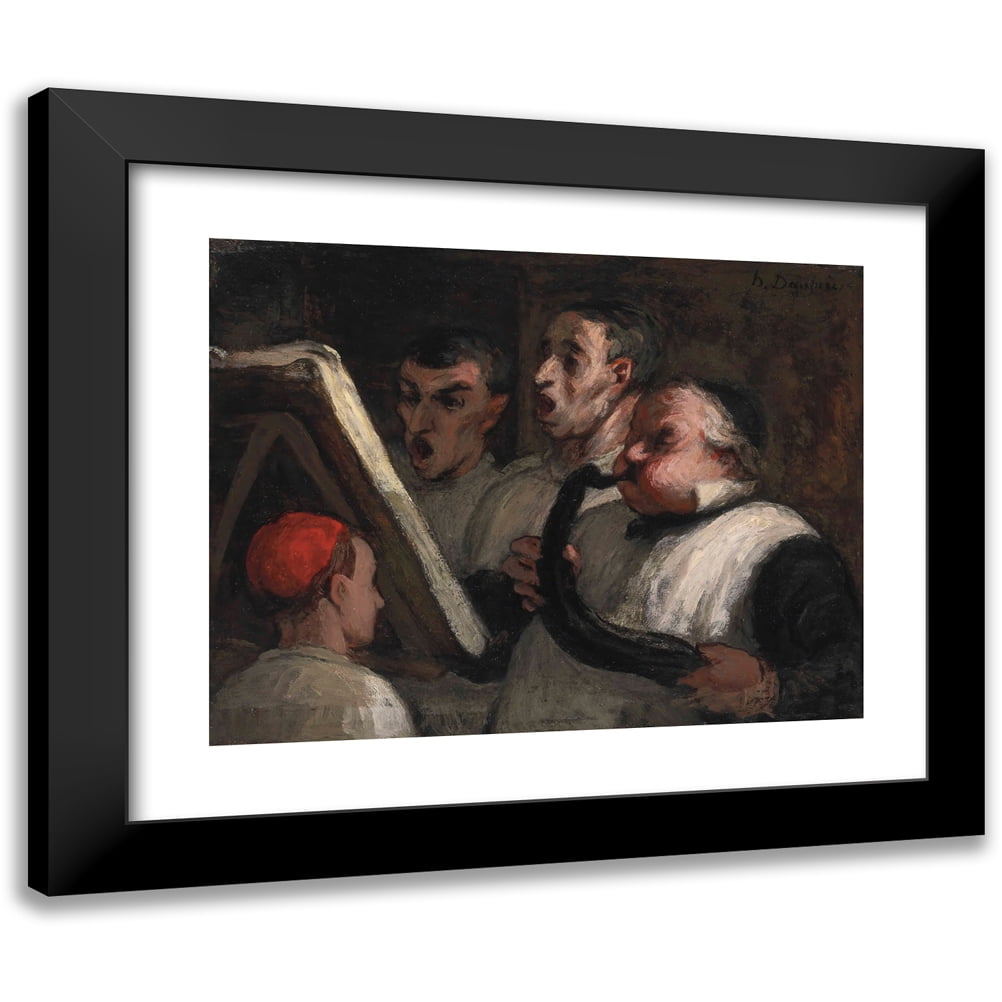 Honoré Daumier 14x12 Black Modern Framed Museum Art Print Titled - Le Lutrin (‘The Lectern’) (1864-1865)