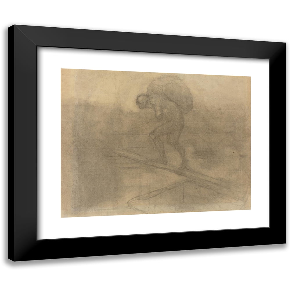 Honoré Daumier 14x12 Black Modern Framed Museum Art Print Titled - Man Carrying a Sack