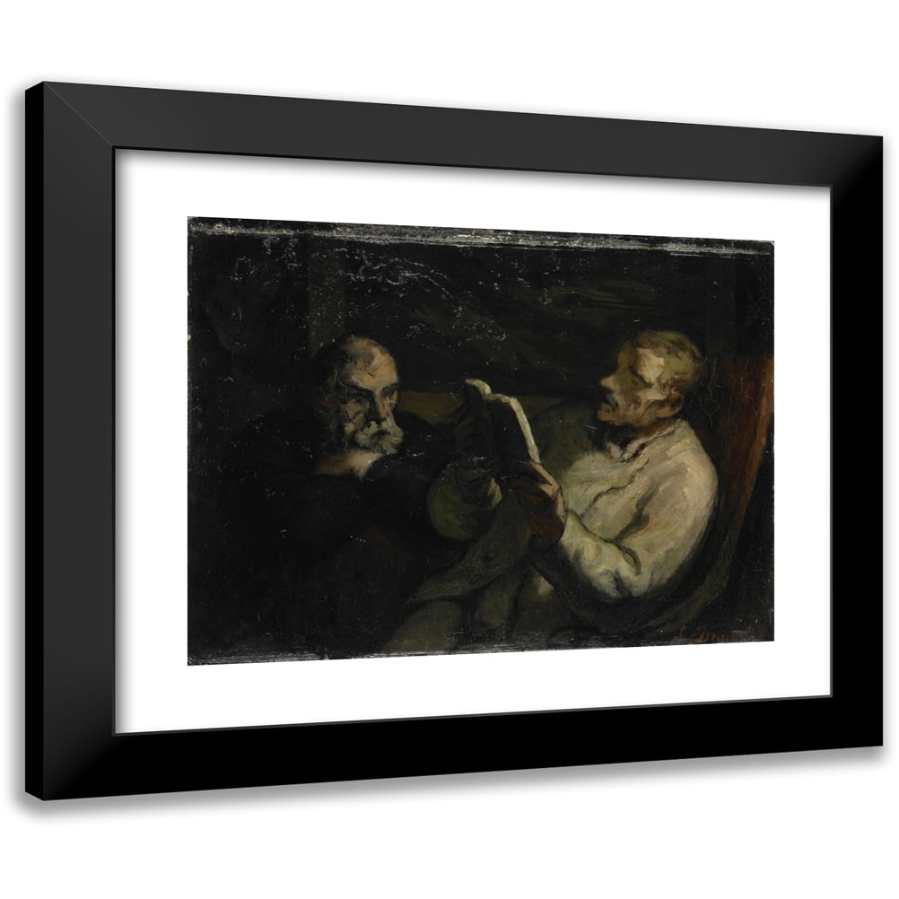 Honoré Daumier 14x12 Black Modern Framed Museum Art Print Titled - The Reading (C. 1857)