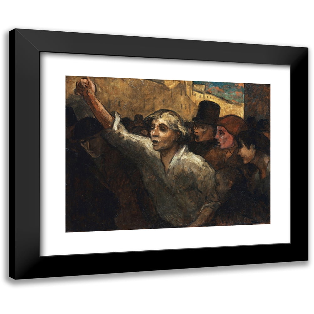 Honoré Daumier 14x12 Black Modern Framed Museum Art Print Titled - The Uprising (L’Emeute)