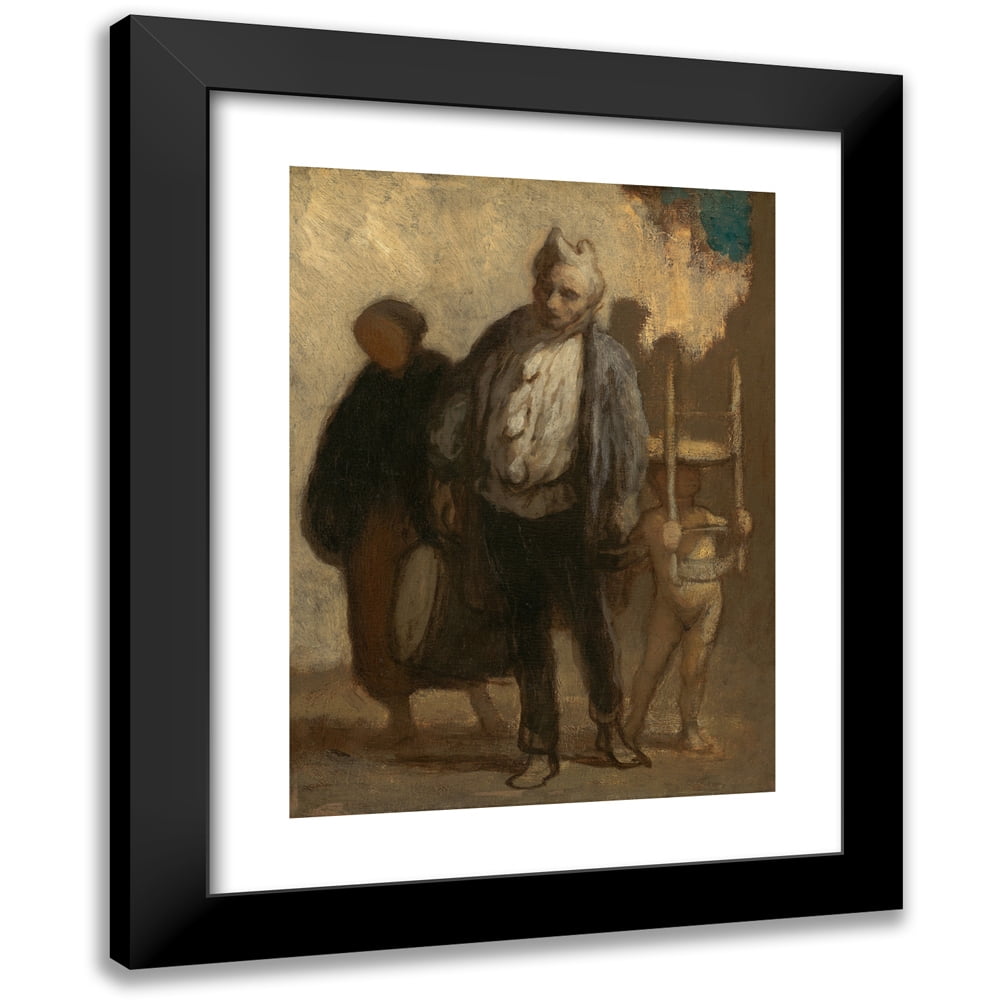 Honoré Daumier 14x18 Black Modern Framed Museum Art Print Titled - Wandering Acrobats (1847-1850)