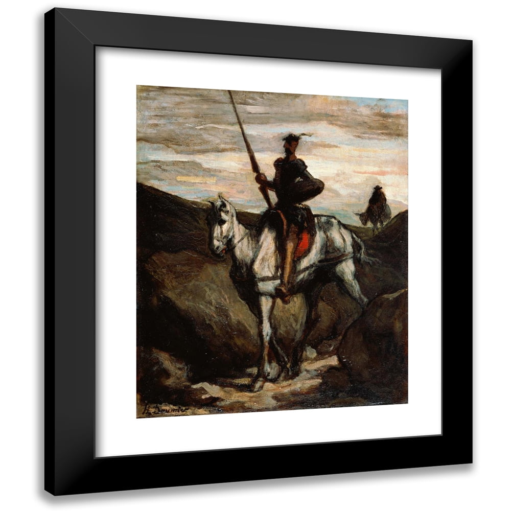 Honoré Daumier 15x18 Black Modern Framed Museum Art Print Titled - Don Quixote in the Mountains