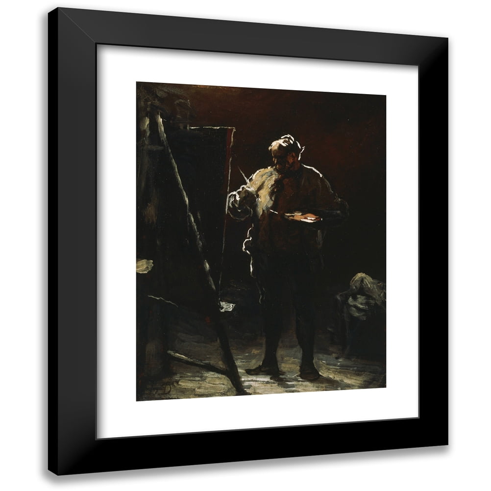 Honoré Daumier 15x18 Black Modern Framed Museum Art Print Titled - The Painter at His Easel