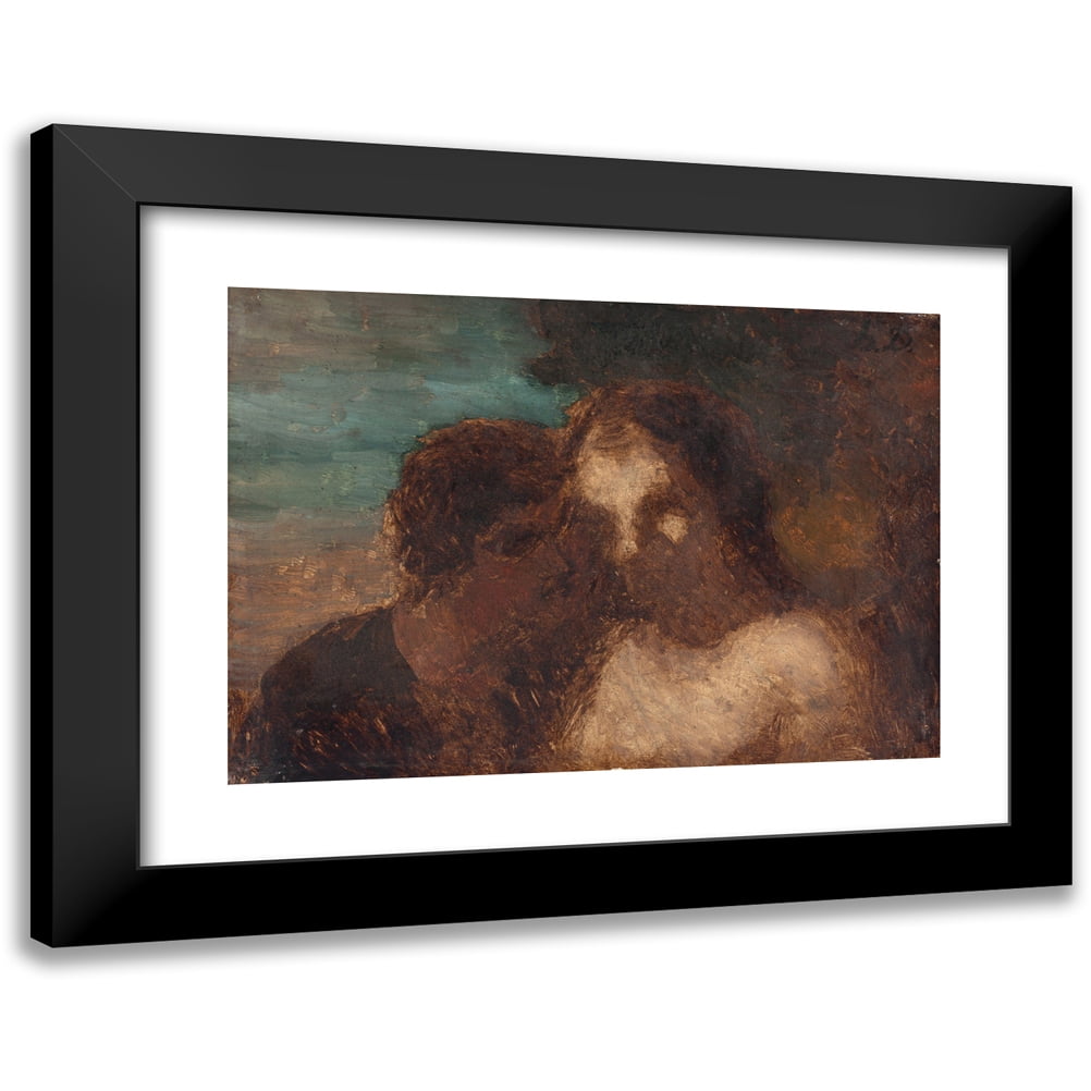 Honoré Daumier 18x14 Black Modern Framed Museum Art Print Titled - The Confidence or the Kiss of Judas (1859)