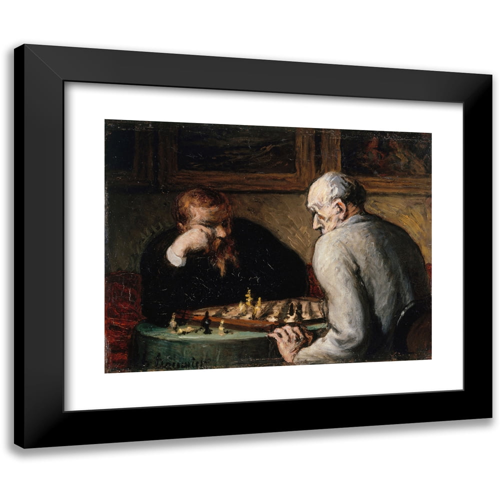 Honoré Daumier 18x15 Black Modern Framed Museum Art Print Titled - Chess Players (1863-1867)