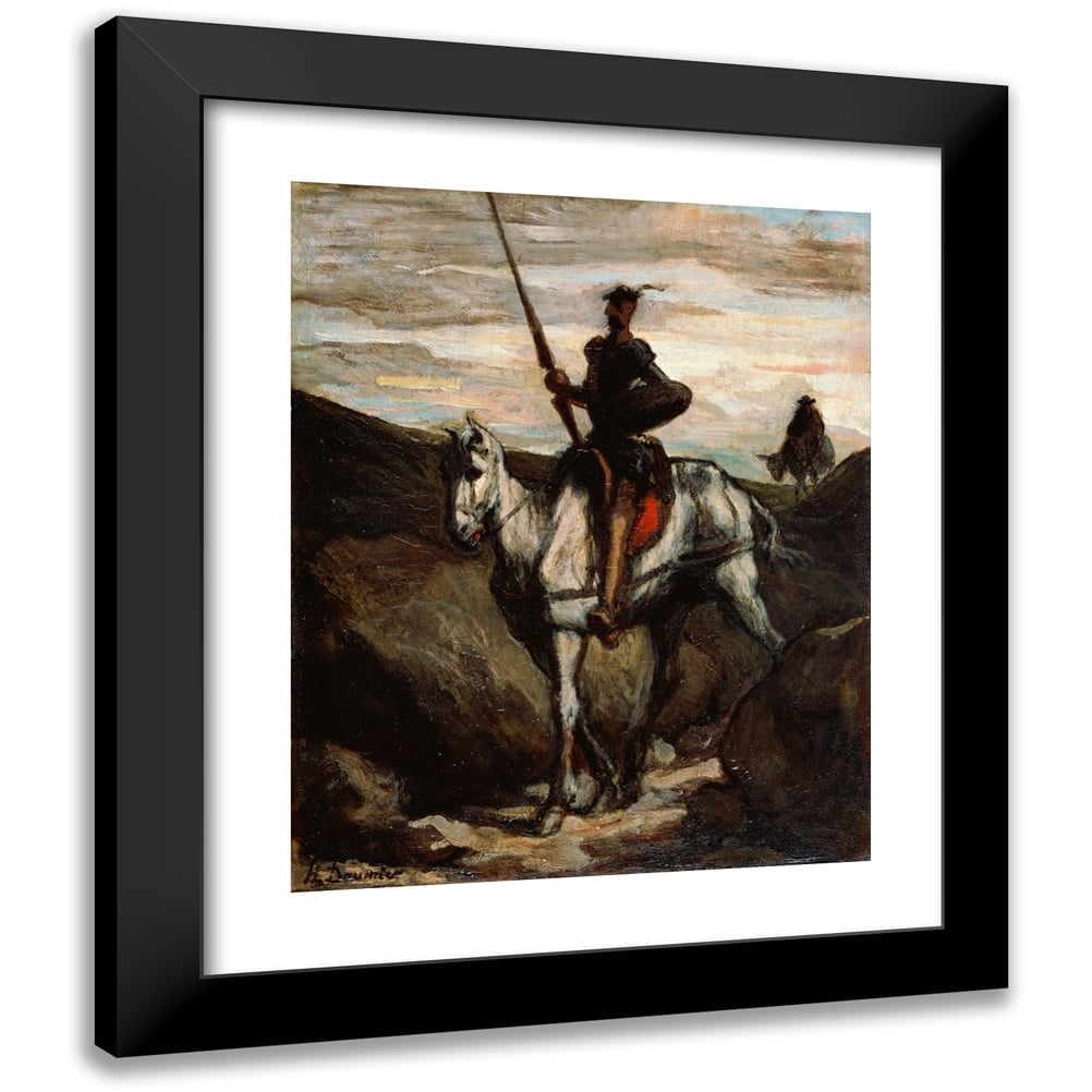 Honoré Daumier 20x24 Black Modern Framed Museum Art Print Titled - Don Quixote in the Mountains