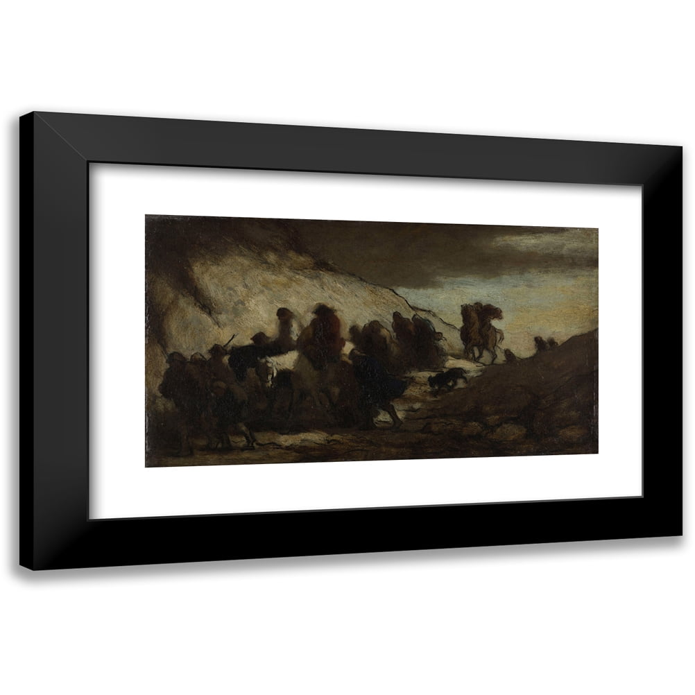 Honoré Daumier 24x15 Black Modern Framed Museum Art Print Titled - Emigrants (1857)