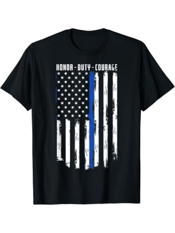 Honor Duty Courage Thin Blue Line T-Shirt