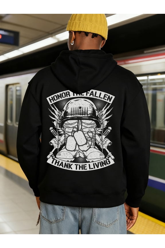 Honor Fallen sweatshirt Veteran men long sleeve black Regular Fit, Everyday Comfort, Comfortable Casualwear, Urban Style, elegant casual funny graphic army Casual Unisex hoodie