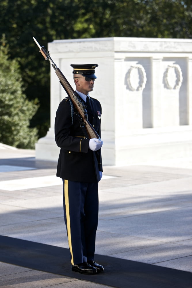 Honor Guard at the Tomb of the Unknowns Arlington National Cemetery Canvas Art - Terry MooreStocktrek Images (12 x 18)