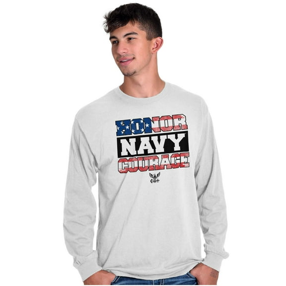 Honor Navy Courage American Flag Long Sleeve TShirt Men Women Brisco Brands S