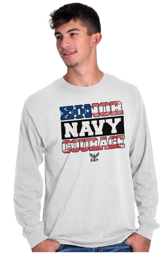 Honor Navy Courage American Flag Long Sleeve TShirt Men Women Brisco Brands S