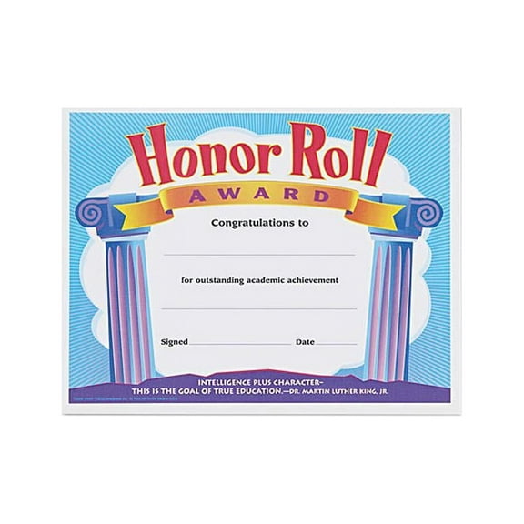 Trend Honor Roll Award Certificate