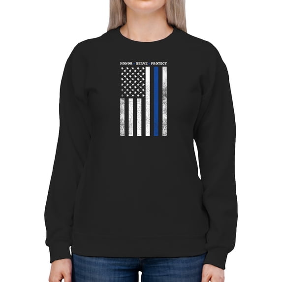 Honor Serve Protect Usa Flag Sweatshirt Women -GoatDeals Designs, Female 4X-Large
