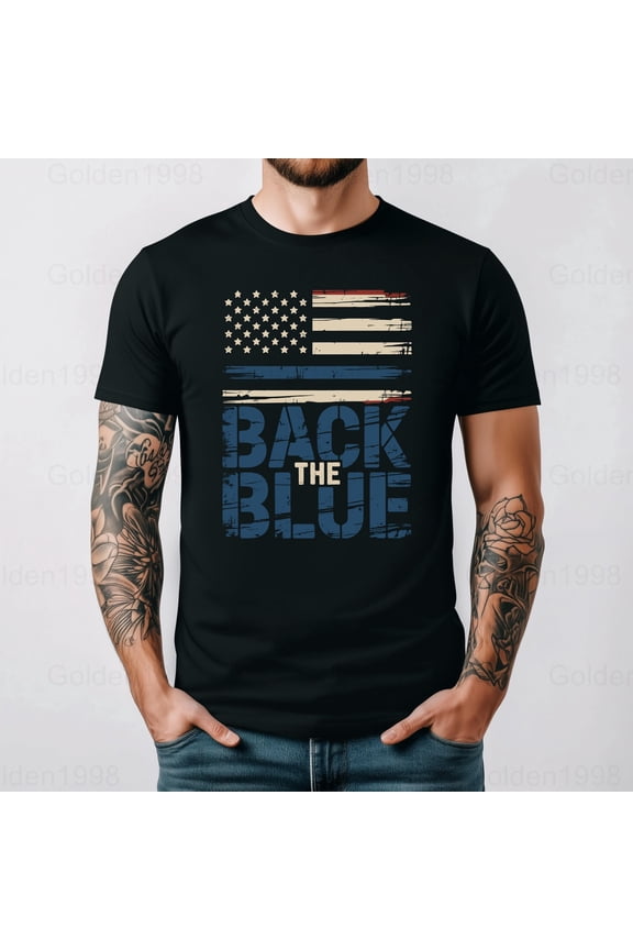 Honor The Badge Shirt With Flag Pride And Supportive Unity Graphic Tee,for men & women up to 5XL