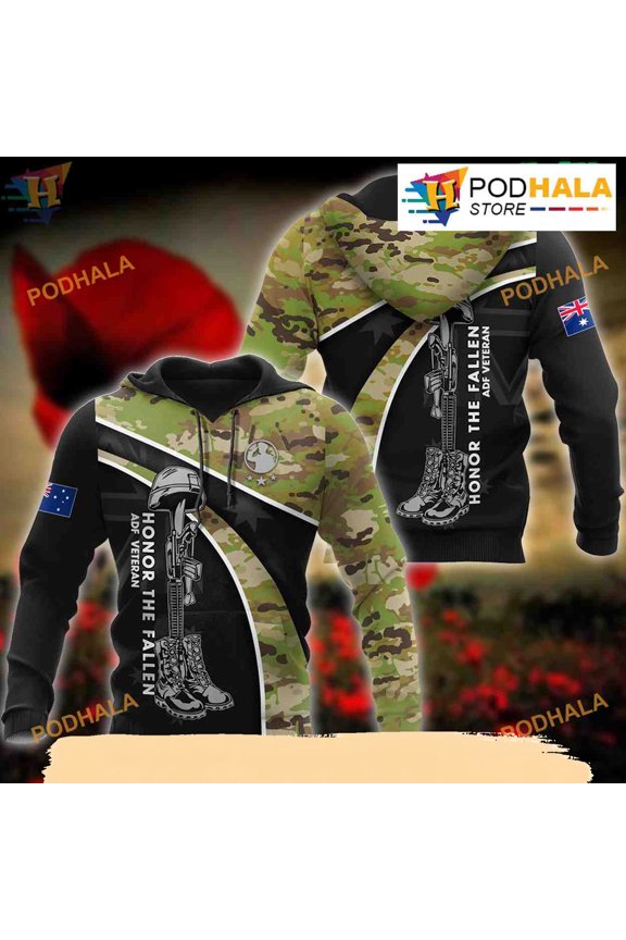 Honor The Fallen ADF Veteran Full Over Printed Unisex 3D Hoodie
