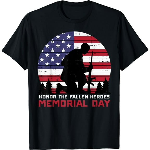 Honor The Fallen Heroes Memorial Day US Flag Men Women Kids T-Shirt