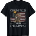 thumbnail image 1 of Honor The Fallen Thank The Living Patriotic Military Veteran Men's T-Shirt Retro American Flag Soldier Memorial Day Graphic Tee, 1 of 6