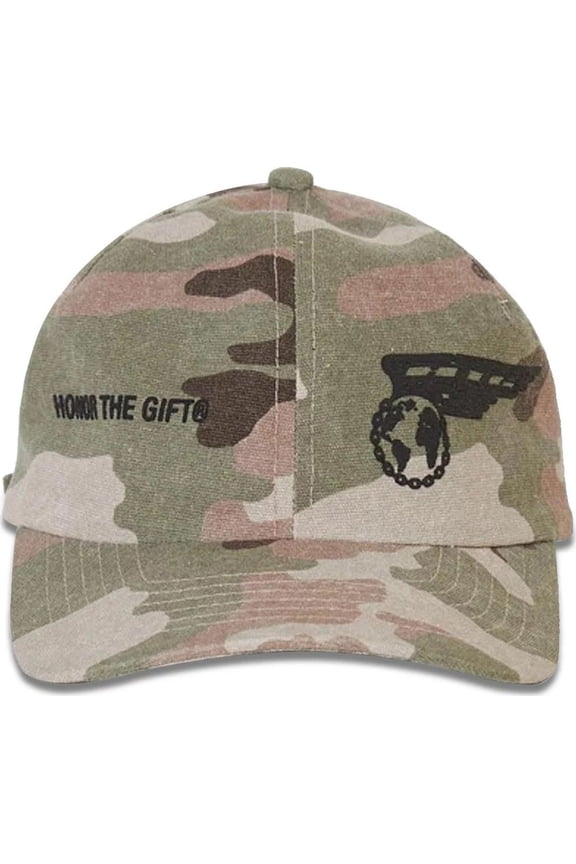 Men's Airborne Woodland Camouflage Unstructured Strapback Hat Cap