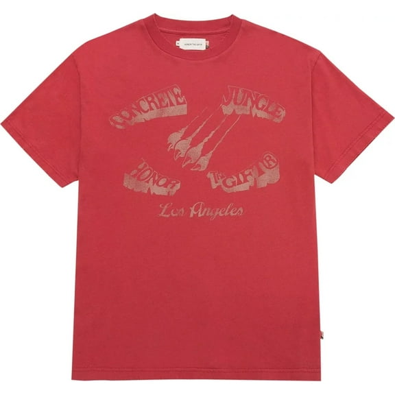 Honor The Gift Men's Concrete Jungle Relaxed Oversized Box Fit Tee T-Shirt (Small, Crimson Red)