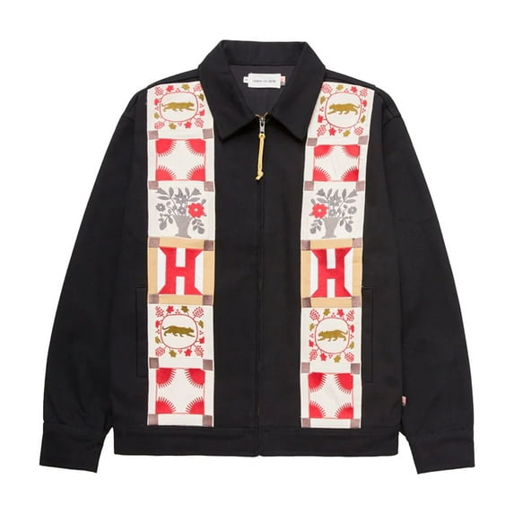 Honor The Gift Men's Hawthorne Patchwork Embroidered Canvas Box Fit Jacket (Medium, Black)