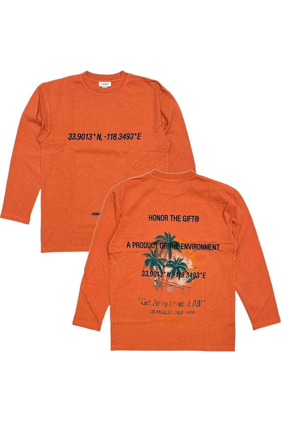Men's Heatwave Relaxed Oversized Box Fit Long Sleeve Tee T-Shirt (Medium, Orange Wash)