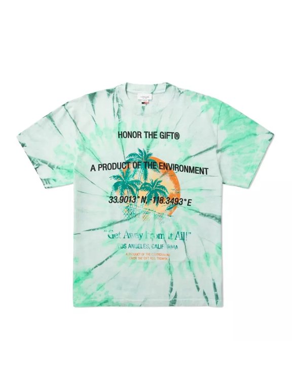 Men's Heatwave Tie-Dye Relaxed Oversized Box Fit Tee T-Shirt (X-Large, Green Spearmint Tie-Dye)
