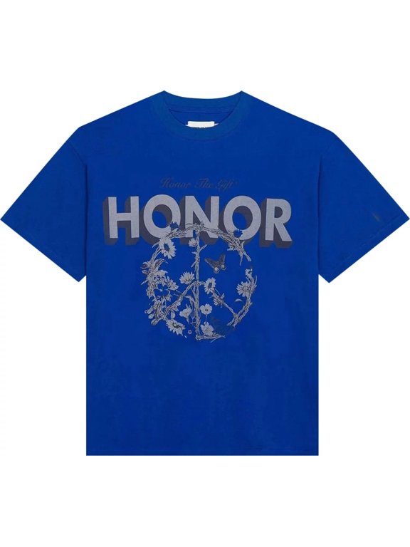 Men's Honor Peace Relaxed Oversized Box Fit Tee T-Shirt in Blue (X-Large, Blue)