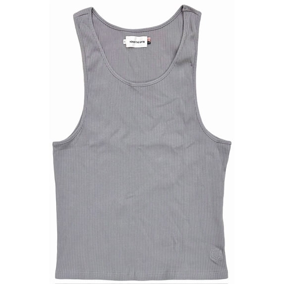 Honor The Gift Men's LA Embroidered HTG Logo Ribbed Knit Tank Top Shirt (Medium, Stone Grey)