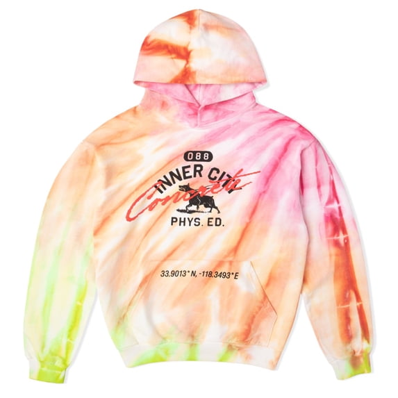 Honor The Gift Men's Mascot Inner City Physical Ed Tie Dye Hoodie Sweatshirt (Small, Sunset Tie Dye)